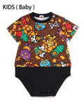 A BATHING APE BAPE KIDS MILO MULTI DINOSAURS PATTERN BODYSUIT