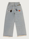 A BATHING APE Ladies' MULTI LOGO WIDE DENIM PANTS