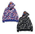 A BATHING APE SCREEN CAMO SHARK FULL ZIP HOODIE