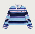 A BATHING APE Ladies' APE HEAD ONE POINT STRIPE BOXY CROPPED L/S POLO TEE
