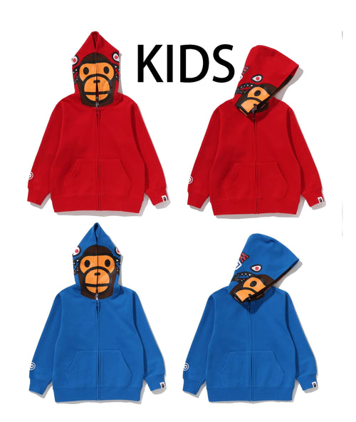 A BATHING APE BAPE KIDS MILO SHARK ZIP HOODIE - happyjagabee store