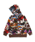 A BATHING APE BAPE KIDS HYBRID CAMO SHARK ZIP HOODIE