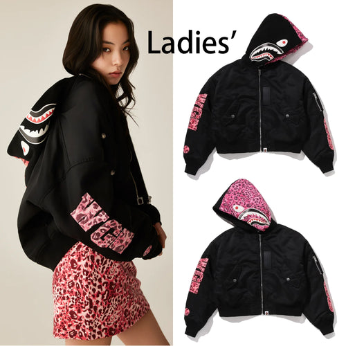 A BATHING APE Ladies' SHARK HOODIE BOMBER JACKET