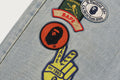 A BATHING APE Ladies' MULTI LOGO WIDE DENIM PANTS