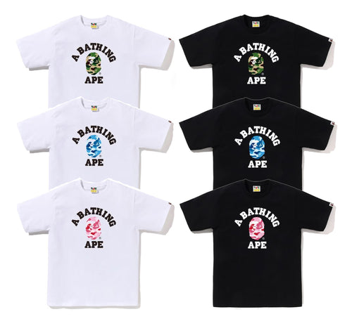A BATHING APE ABC CAMO COLLEGE TEE