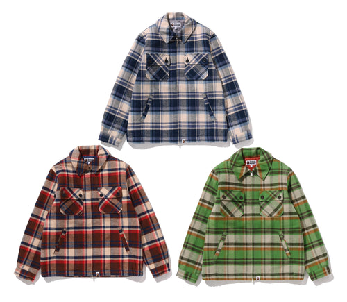 A BATHING APE BAPE CHECK CPO ZIP JACKET