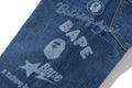 A BATHING APE BAPE KIDS BAPE MULTI GRAPHICS 10 OZ DENIM PANTS - happyjagabee store