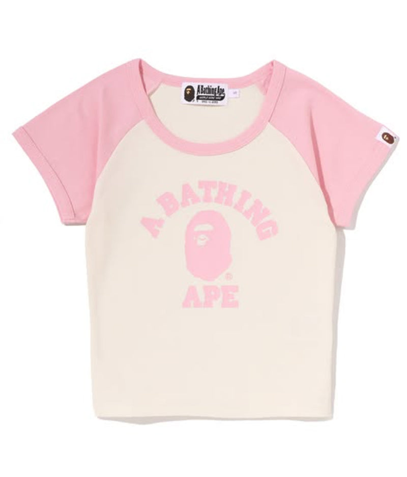 A BATHING APE Ladies' COLLEGE RAGLAN CROPPED TEE
