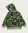 A BATHING APE BAPE KIDS ABC CAMO SHARK ZIP HOODIE