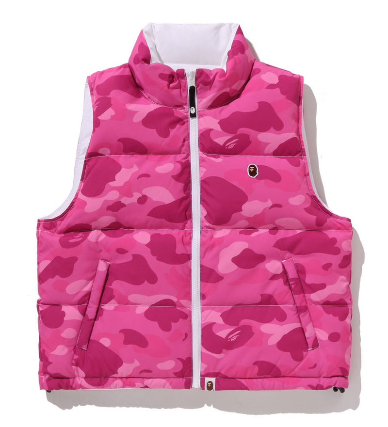 A BATHING APE Ladies' COLOR CAMO REVERSIBLE DOWN VEST