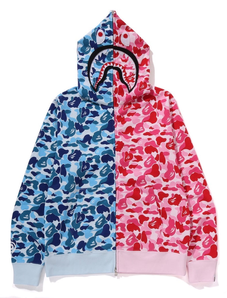 A BATHING APE ABC CAMO SEPARATE SHARK FULL ZIP HOODIE