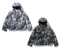A BATHING APE TREE EDGE CAMO METAL LOGO DOWN JACKET