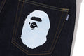 A BATHING APE APE HEAD DENIM PANTS - happyjagabee store