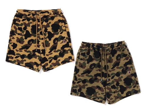 A BATHING APE 1ST CAMO JACQUARD ONE POINT RELAXED FIT SWEAT SHORTS