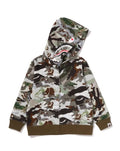 A BATHING APE BAPE KIDS HYBRID CAMO SHARK ZIP HOODIE