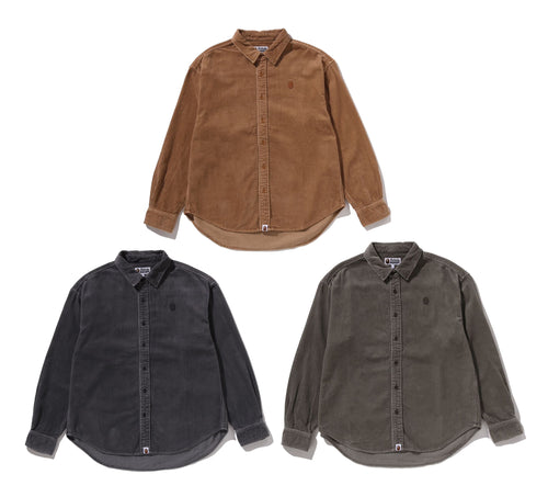 A BATHING APE ONE POINT HEAVY WASHED CORDUROY L/S SHIRT