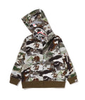 A BATHING APE BAPE KIDS HYBRID CAMO SHARK ZIP HOODIE