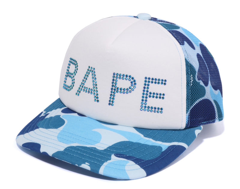 A BATHING APE Ladies' ABC CAMO CRYSTAL STONE MESH CAP