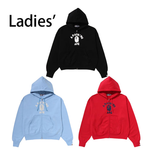 A BATHING APE Ladies' COLLEGE OVERSIZED ZIP HOODIE