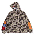 A BATHING APE COLOR CAMO REFLECTIVE RIPSTOP SHARK FULL ZIP JACKET