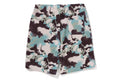 A BATHING APE MAP CAMO REGULAR FIT SHARK SWEAT SHORTS