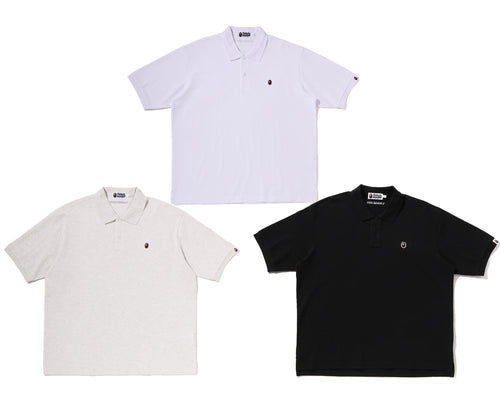A BATHING APE ONE `POINT RELAXED FIT POLO SHIRT