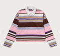 A BATHING APE Ladies' APE HEAD ONE POINT STRIPE BOXY CROPPED L/S POLO TEE
