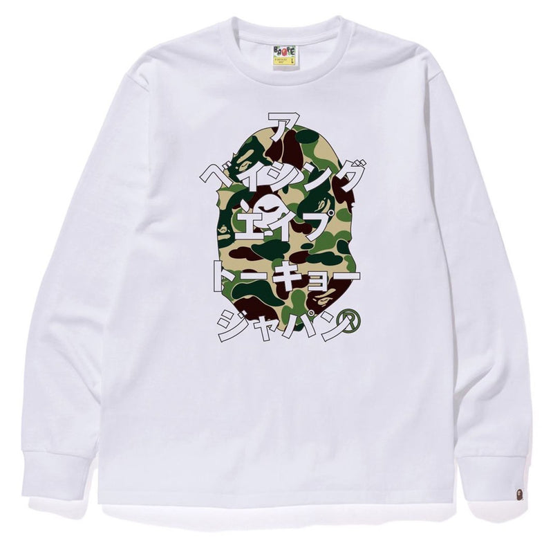 A BATHING APE ABC CAMO JAPANESE LETTERS L/S TEE