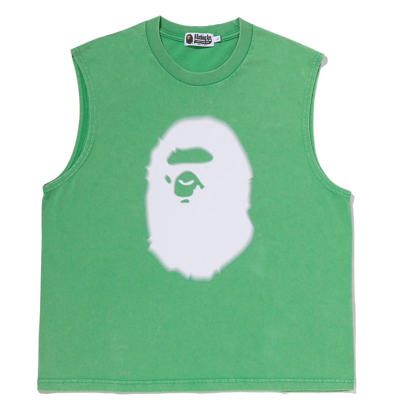 A BATHING APE HEAVY WASH APE HEAD CROPPED FIT TANK TOP