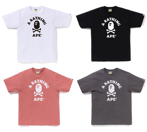 A BATHING APE APE CROSSBONE COLLEGE TEE