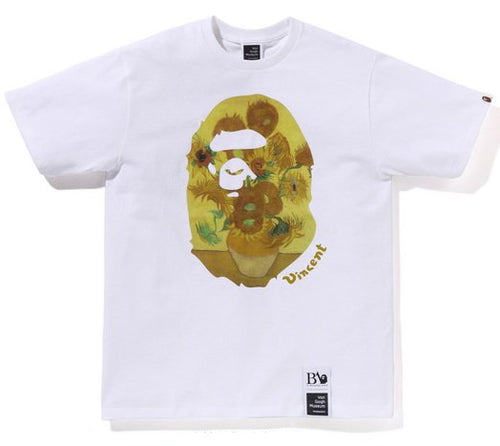 A BATHING APE BAPE x VAN GOGH MUSEUM APE HEAD CANVAS ART TEE