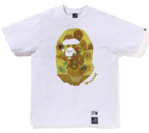 A BATHING APE BAPE x VAN GOGH MUSEUM APE HEAD CANVAS ART TEE