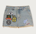 A BATHING APE Ladies' MULTI LOGO DENIM SKIRT