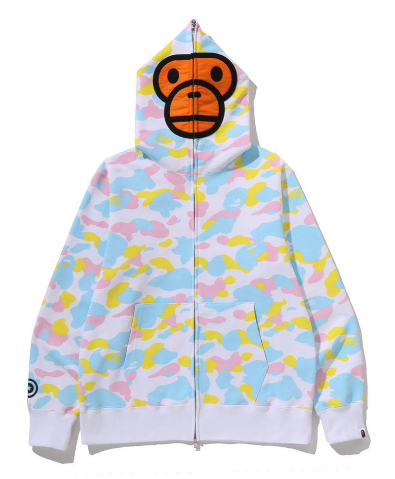 A BATHING APE NEW MULTI CAMO BABY MILO REGULAR FIT FULL ZIP HOODIE - happyjagabee store