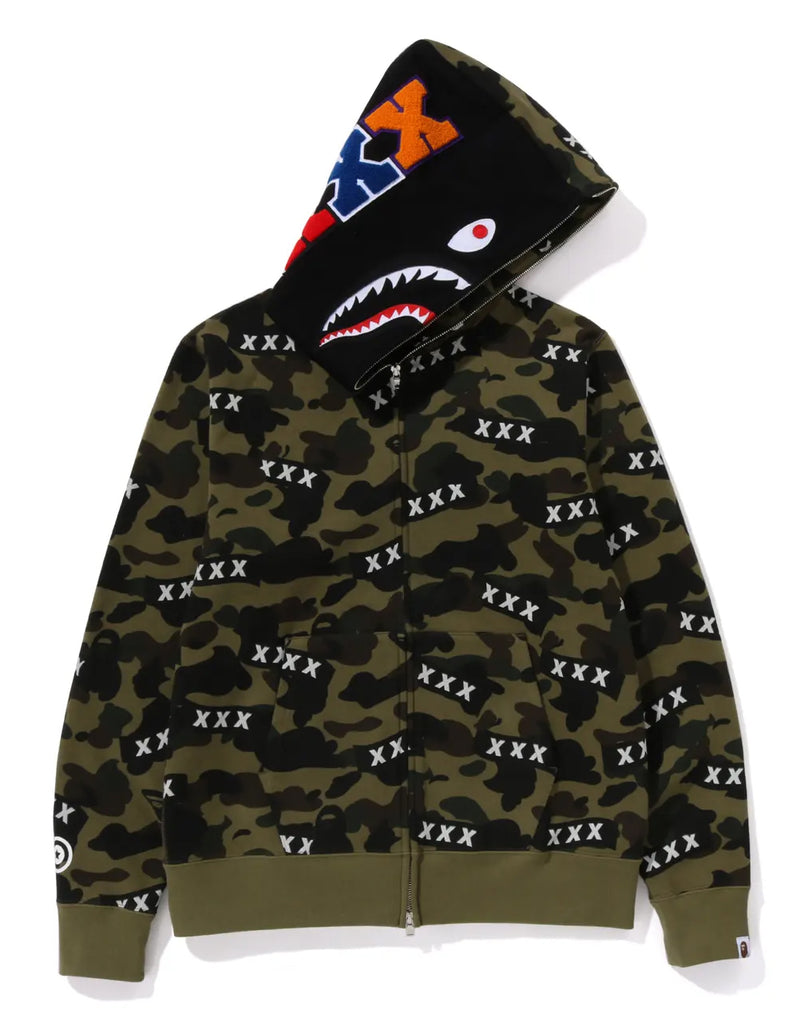 A BATHING APE BAPE x GOD SELECTION XXX SHARK FULL ZIP HOODIE