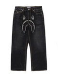 A BATHING APE SHARK RELAXED FIT DENIM PANTS
