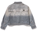 A BATHING APE Ladies' FAKE PRINT MULTI LOGO DENIM CROPPED SHIRT - happyjagabee store