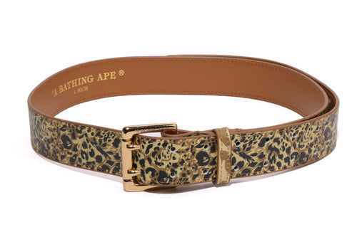 A BATHING APE WILD LEOPARD PATTERN LEATHER BELT