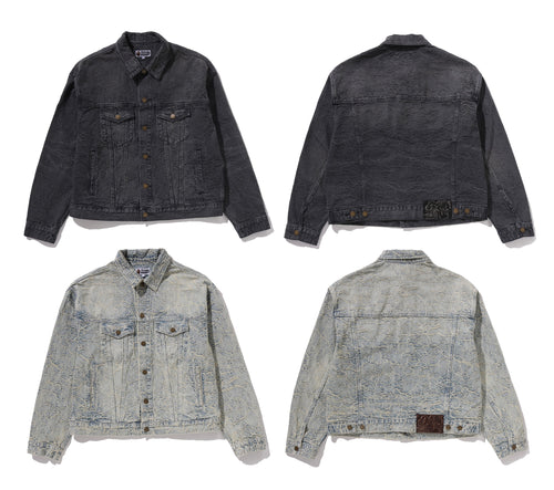 A BATHING APE LINE CAMO JACQUARD DENIM JACKET