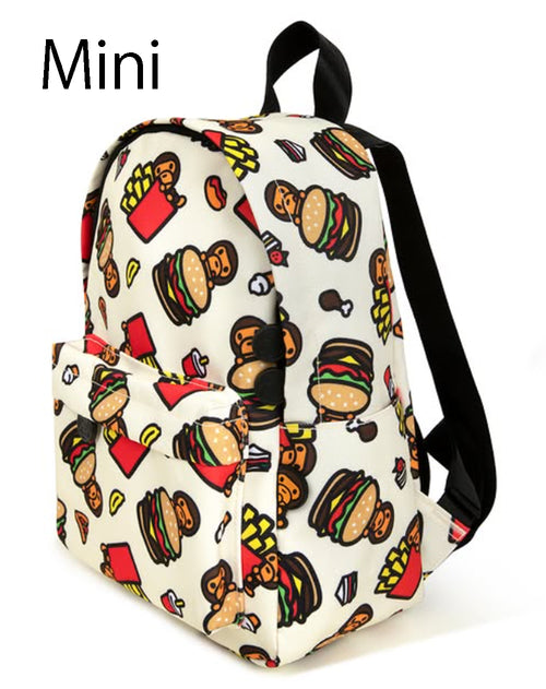 A BATHING APE BABY MILO STORE FAST FOOD ALL PRINT PATTERN MINI BACKPACK