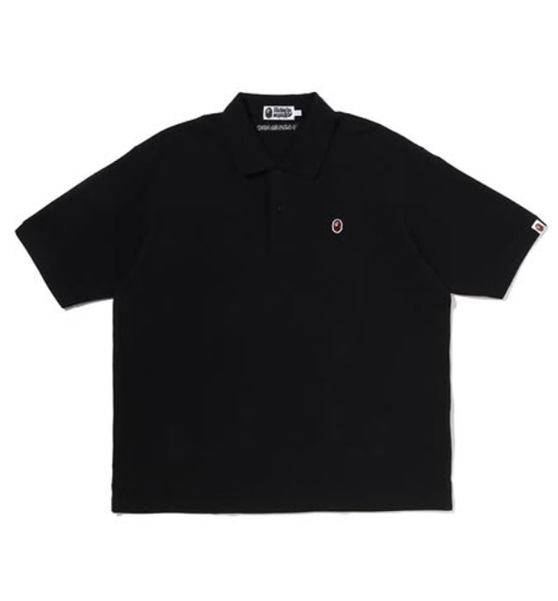 A BATHING APE ONE `POINT RELAXED FIT POLO SHIRT