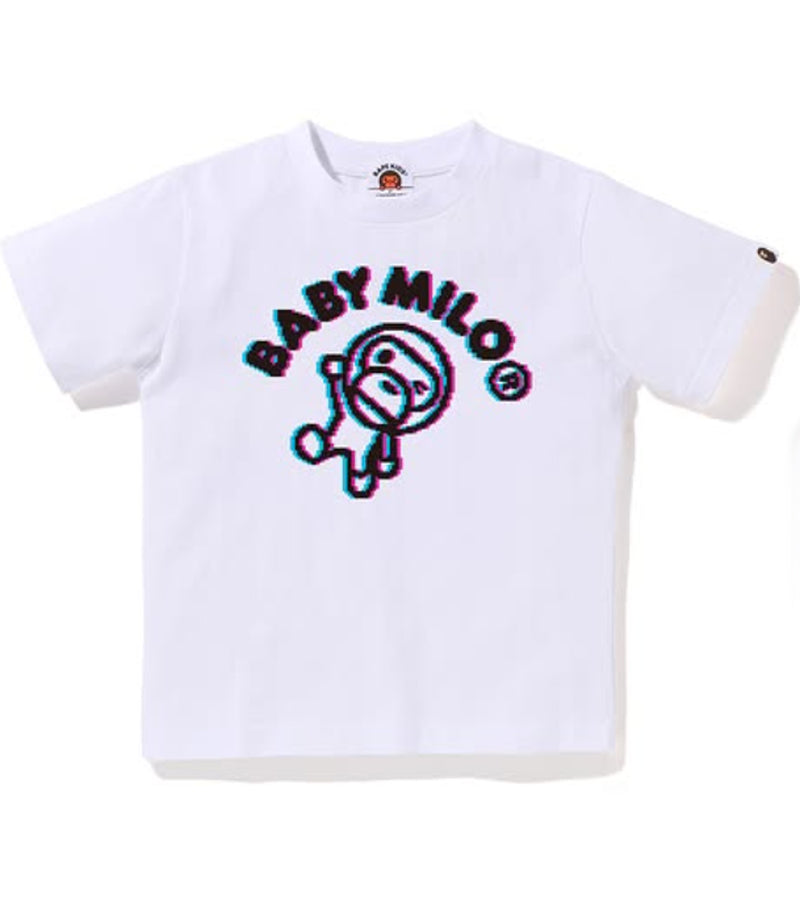 A BATHING APE BAPE KIDS RETRO PIXEL WINKING MILO TEE