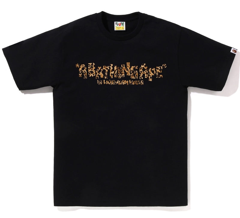 A BATHING APE WILD LEOPARD PATTERN PRIMITIVE LOGO TEE
