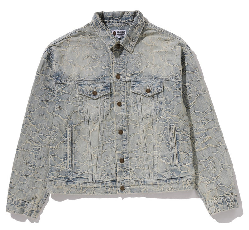 A BATHING APE LINE CAMO JACQUARD DENIM JACKET