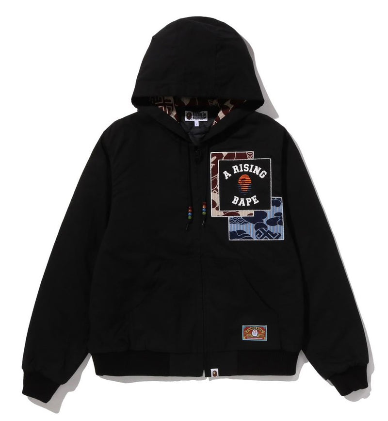A BATHING APE A RISING BAPE PATCHWORK HOODIE WORK JACKET