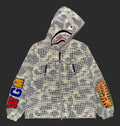 A BATHING APE COLOR CAMO REFLECTIVE RIPSTOP SHARK FULL ZIP JACKET