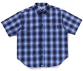 A BATHING APE OMBRE CHECK RELAXED FIT SS SHIRT