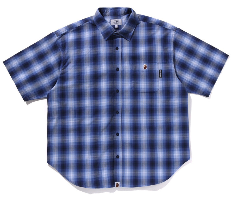 A BATHING APE OMBRE CHECK RELAXED FIT SS SHIRT