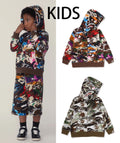 A BATHING APE BAPE KIDS HYBRID CAMO SHARK ZIP HOODIE