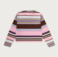 A BATHING APE Ladies' APE HEAD ONE POINT STRIPE BOXY CROPPED L/S POLO TEE